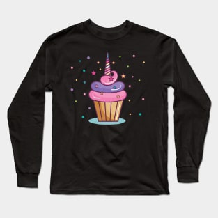 Starry Unicorn Cupcake Long Sleeve T-Shirt